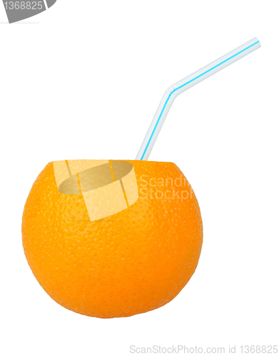 Image of orange with a straw for cocktails