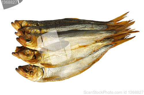 Image of smoked sprat isolated on a white background