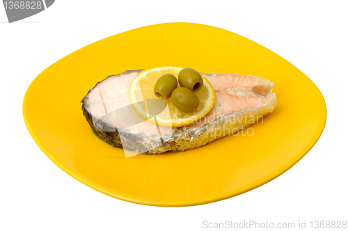 Image of Salmon steak cooked in a double boiler