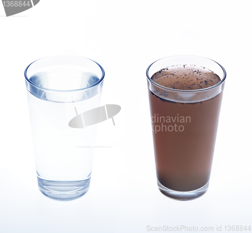 Image of Clean and dirty water in drinking glass - concept