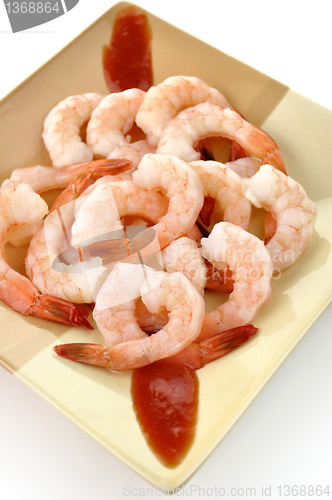 Image of shrimps with cocktail sauce 