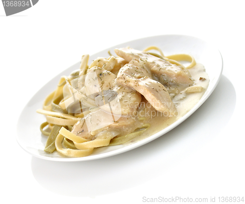 Image of chicken with spinach pasta