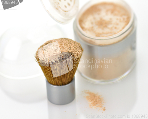 Image of Makeup powder and brush 