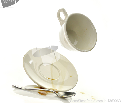 Image of Cup and saucer with spilled coffee