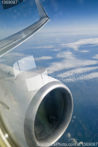 Image of Plane wing with engine.