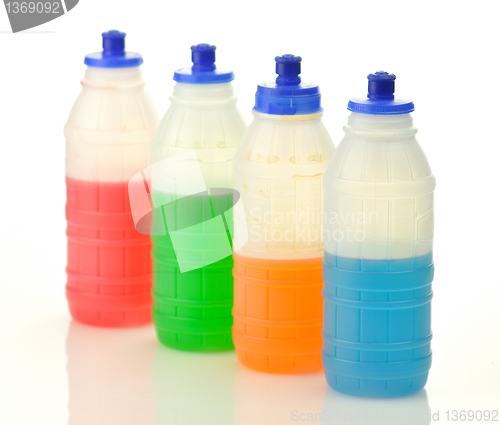 Image of fruit drinks in plastic bottles