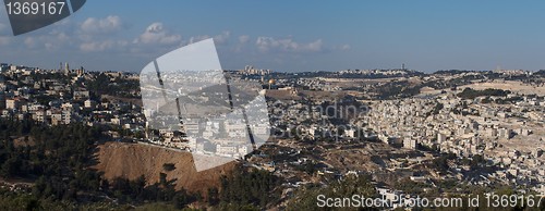 Image of Panorama of Jerusalem with Temple Mount in the evening