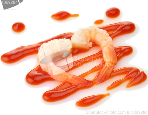 Image of shrimps with cocktail sauce