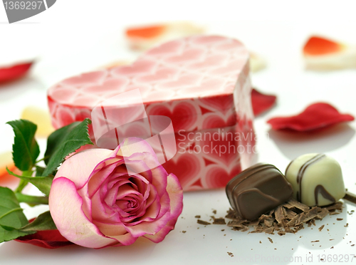 Image of pink rose and gift box