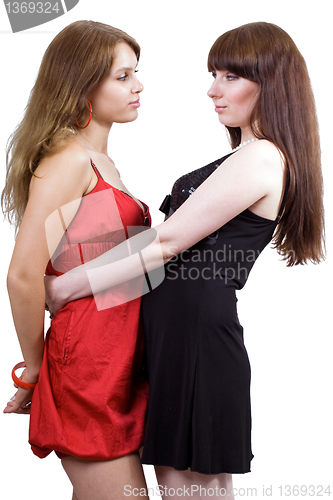 Image of Two beauty young women. Isolated on white 3
