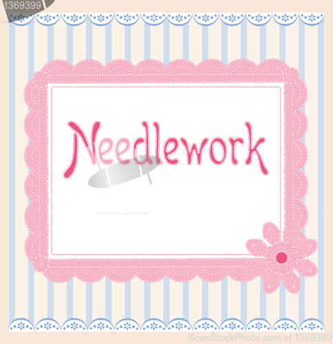 Image of vintage lacy frame on the stripped background