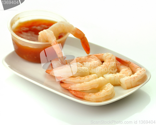 Image of shrimps with cocktail sauce