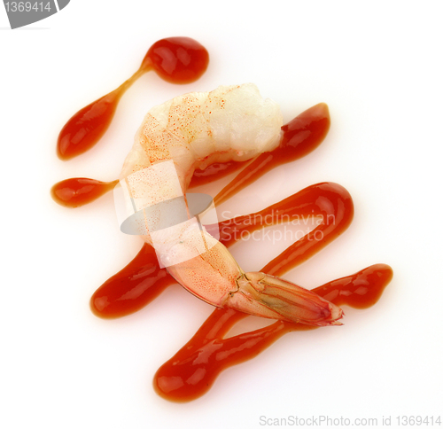 Image of shrimp with cocktail sauce 