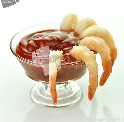 Image of shrimps with cocktail sauce