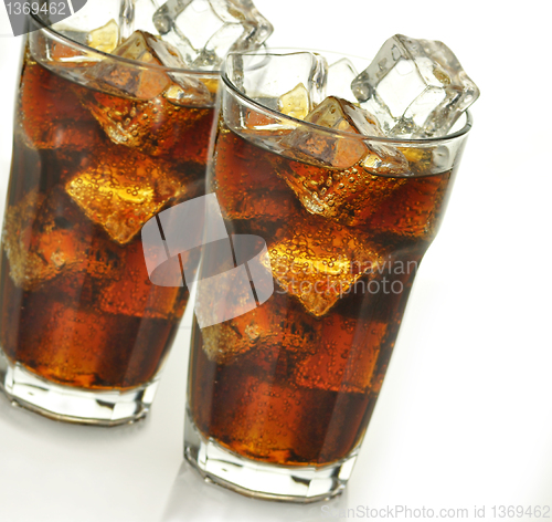 Image of cola with ice cubes 