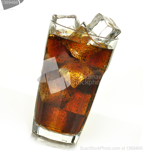 Image of cola with ice cubes 