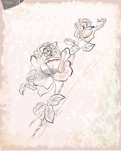 Image of vintage greeting card with roses