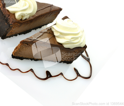 Image of slices of chocolate cheesecake