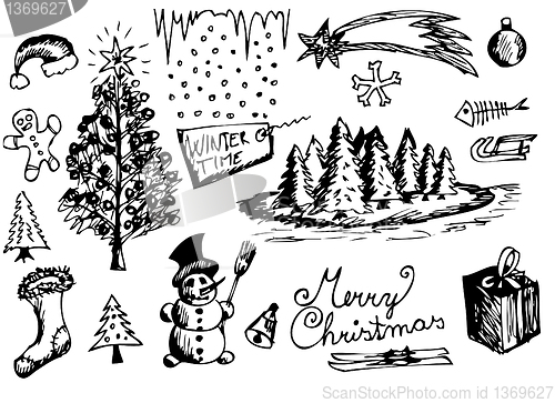 Image of hand drawn christmas objects