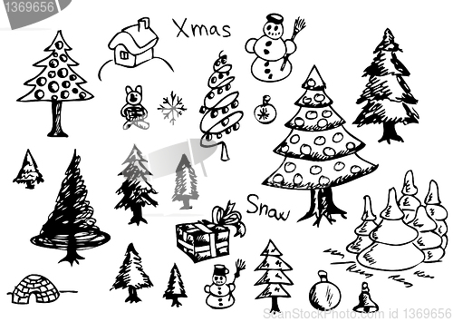 Image of hand drawn christmas objects