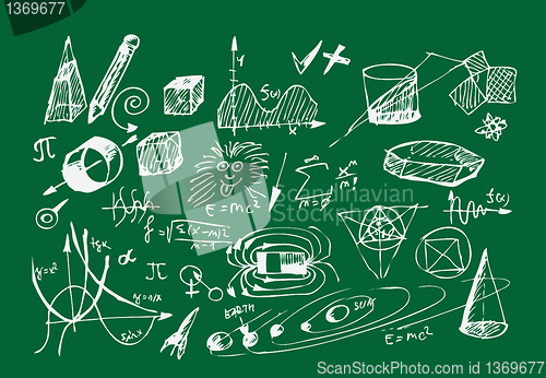 Image of school icons on the blackboard