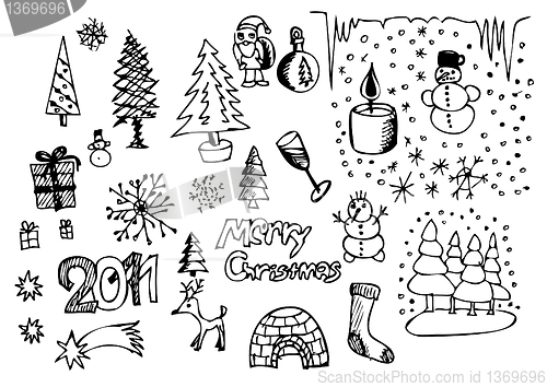 Image of hand drawn christmas objects