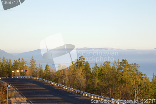 Image of The mountain road to the sea. northern landscape