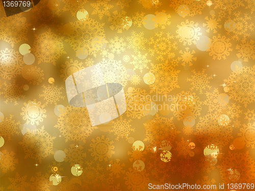Image of Gold Christmas background with snowflakes. EPS 8