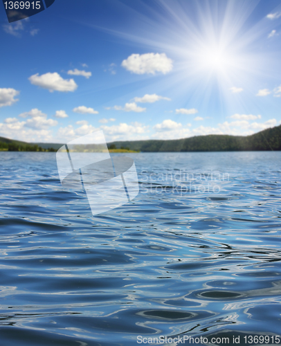 Image of summer lake with waves