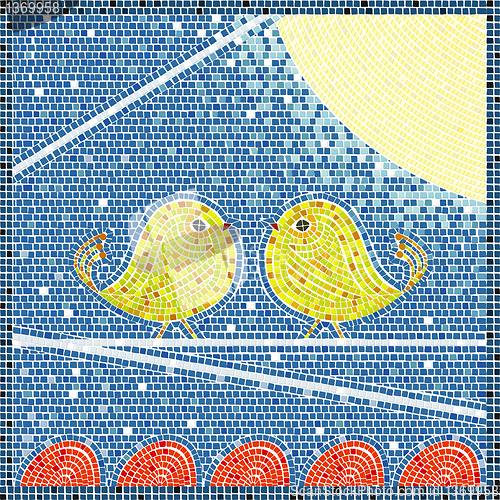 Image of Birds on a wire mosaic