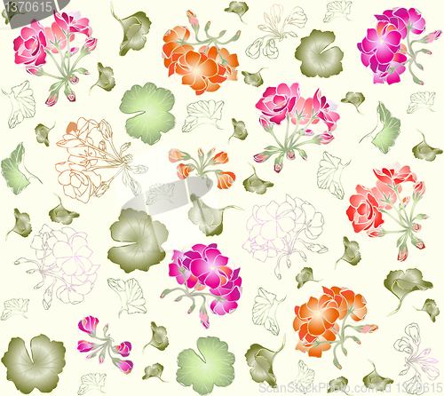 Image of Seamless background. Illustration geranium.
