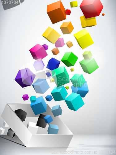 Image of Colorful Flying Cubes Background