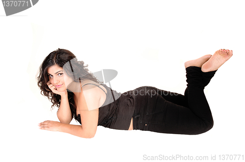 Image of Girl lying on floor.