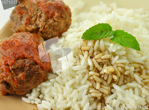 Image of meat balls with rice