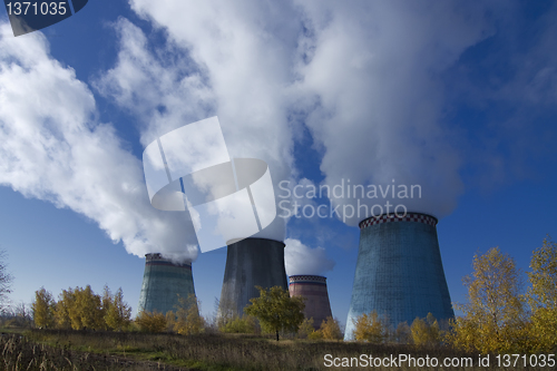 Image of thermoelectric plant against the blue sky