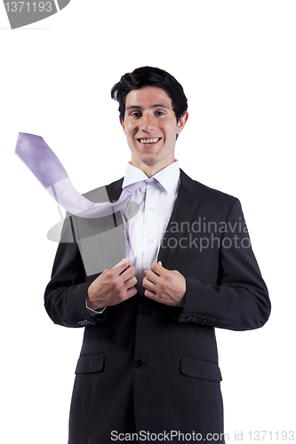 Image of Businessman with a flying necktie