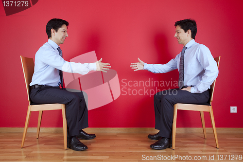 Image of Handshake agreement between two businessman