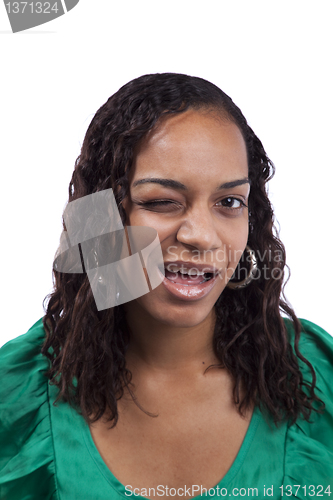 Image of African woman winking her eye