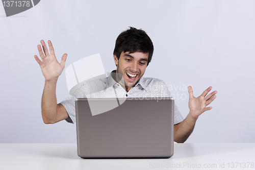 Image of Happy news over the internet