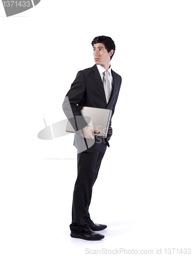 Image of Businessman looking back