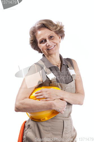Image of Senior woman with a hardhat