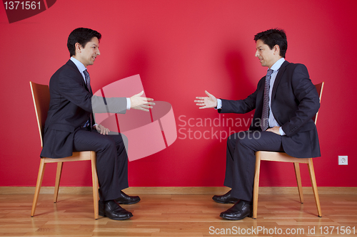 Image of Handshake agreement between two businessman