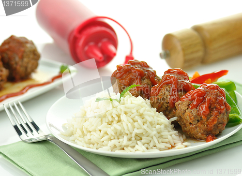 Image of meat balls with rice