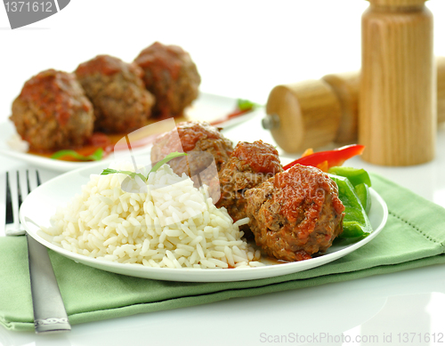 Image of meat balls with rice