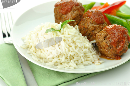 Image of meat balls with rice