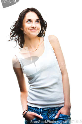 Image of Glamorous young sexy woman on white 