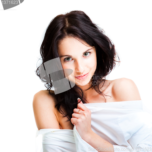 Image of sexy young woman on white