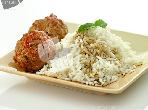 Image of meat balls with rice