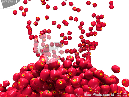 Image of Ripe red apple falling down isolated 