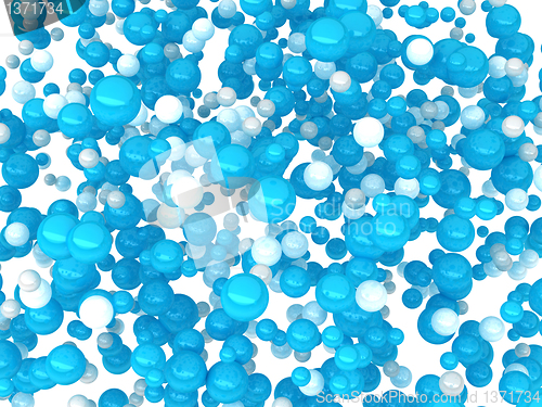 Image of Abstract white and blue balls isolated